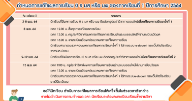 ประกาศแจ้งผลการแก้ไขผลการเรียน